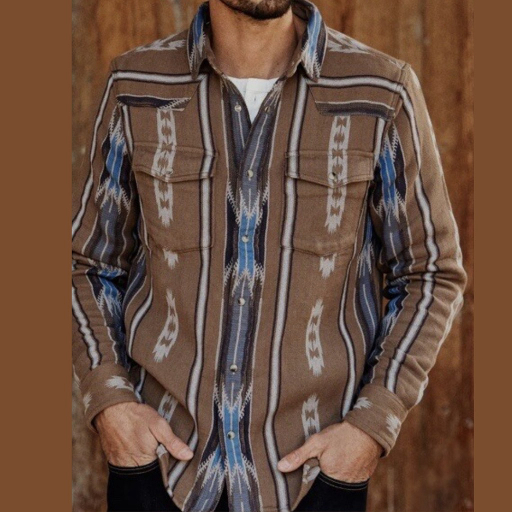 Flint and Tinder Long Sleeve Saddle Blanket Shirt Men's XL Brown Blue Southwest